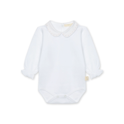 3 Baby Gi - Body maniche lunghe collo tondo ricamo puntino rosa