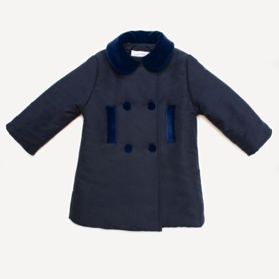 1 Crochette -  Cappotto imbottito unisex in microfibra e velluto liscio blu