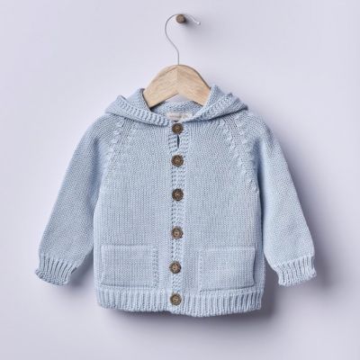 Wedoble - Cardigan con cappuccio lavorato a maglia in cotone biologico