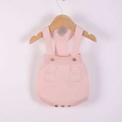 Wedoble - Salopette con spalline lavorate a maglia  in cotone biologico rosa