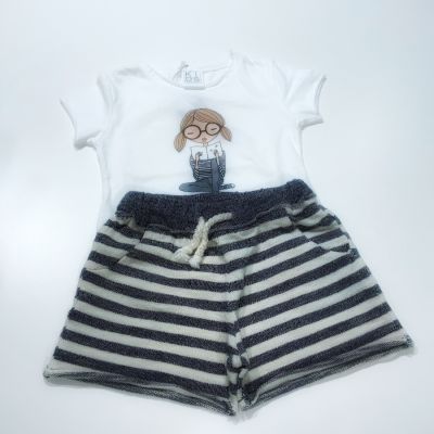 Kid’s Company - Short felpa fiammata con T-shirt puro cotone organico 