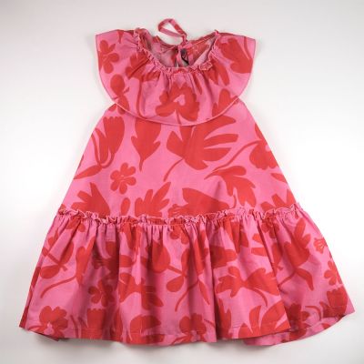Madilly - Abito fuxia stampa fiore rosso