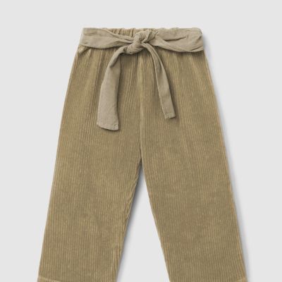 1 Laranjinha - Pantaloni a gamba larga pull-up in tessuto tipo velluto a coste con tessuto