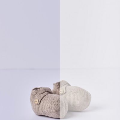 Wedoble - Babbucce lavorate a maglia in cotone biologico perla