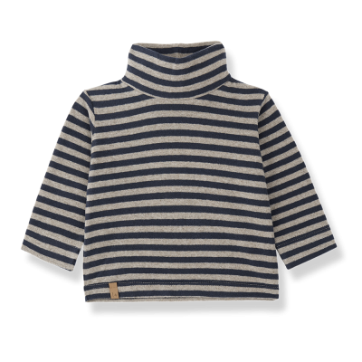 1 1+inthefamily - Maglia a righe maniche lunghe e collo alto blue 