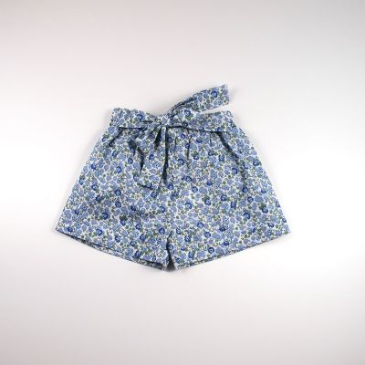 Pepecè - Short tela fiori azzurro